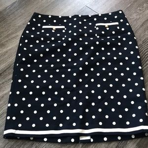 NWT Talbots Navy and White Polka Dot Pencil Skirt
